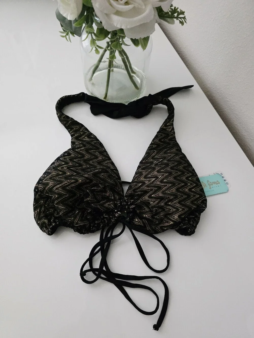 LULI FAMA🥂 Buzzing Cross Halter Top & Bottom SIZE XL